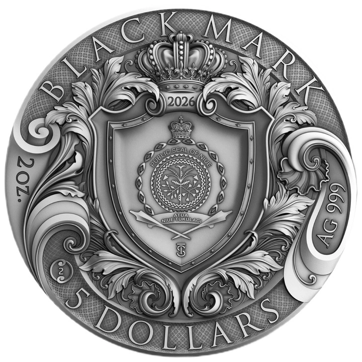 Niue: The Pirates - Black Mark kolorowany 2 uncje Srebra 2026 Antiqued Coin