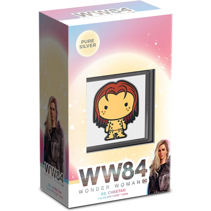 Niue: DC Comics - Cheetah Chibi Coin kolorowany 1 uncja Srebra 2021 Proof