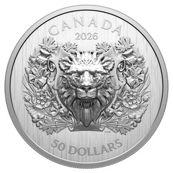Canada: Heraldic Lion $50 Srebro 2025 Proof High Relief