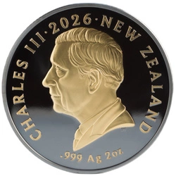 Kiwi pozłacany 2 uncje Srebra 2026 Black Proof