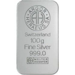 100 gramów Sztabka Srebra Argor - Heraeus
