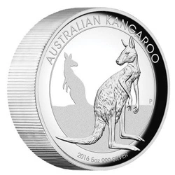 Australijski Kangur 5 uncji Srebra 2016 High Relief
