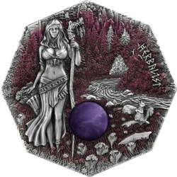 Witchcraft - Herbalist kolorowany 2 uncje Srebra 2025 Amethyst Antiqued Coin