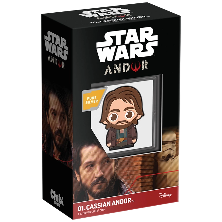 Niue: Star Wars - Cassian Andor Chibi Coin kolorowany 1 uncja Srebra 2022 Proof