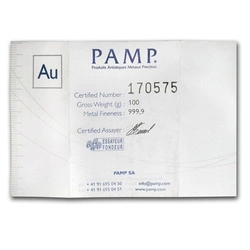 100 gramów Sztabka Złota Odlewana