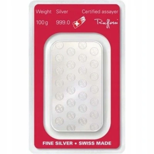 100 gramów Sztabka Srebra Argor - Heraeus