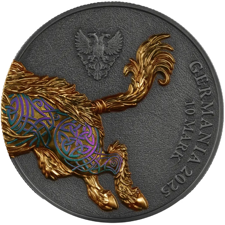 Germania: Beasts - Gullinbursti kolorowany, pozłacany 2 uncje Srebra 2025 Ultra Double High Relief