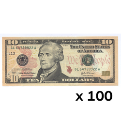 Banknot USA 10 Dolarów (10 U.S. dollars / 10 USD) UNC 100 sztuk