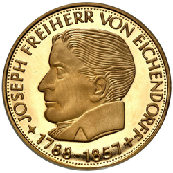 Niemcy: Joseph Freiherr von Eichendorff 0,5 grama Złota 2007 Proof